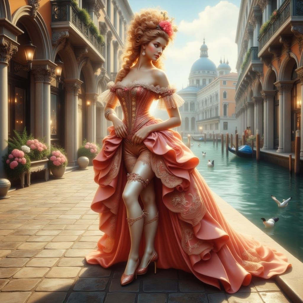 Ethereal Beauty of Carnival Queen in Rococo Style