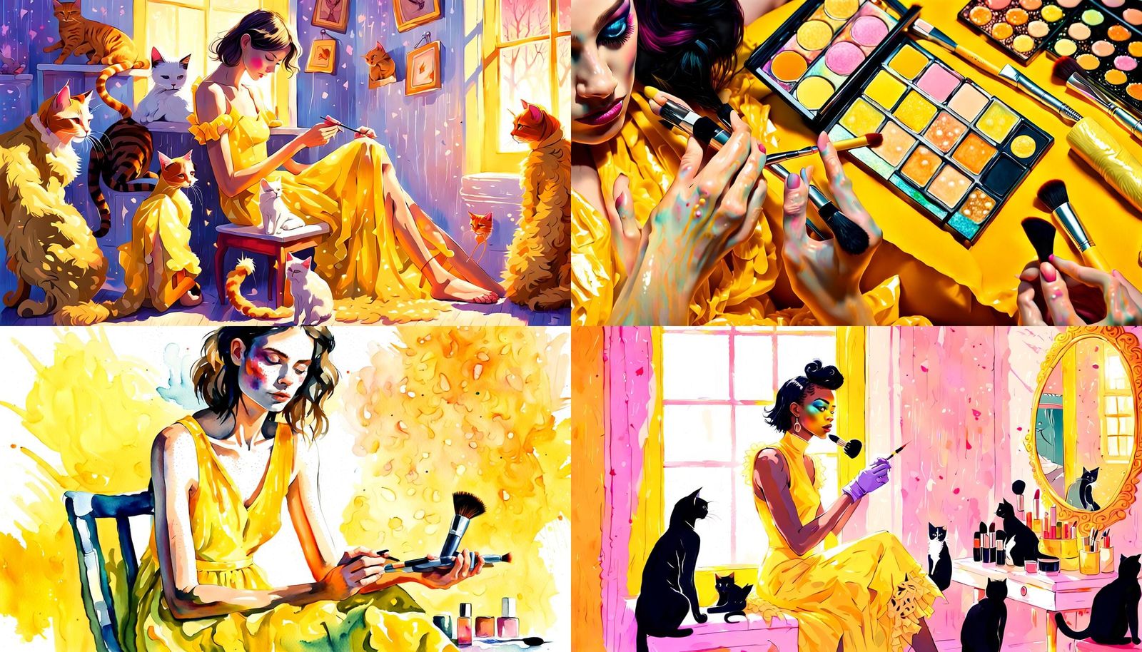 Furry Man in Yellow Dress with Cat Features