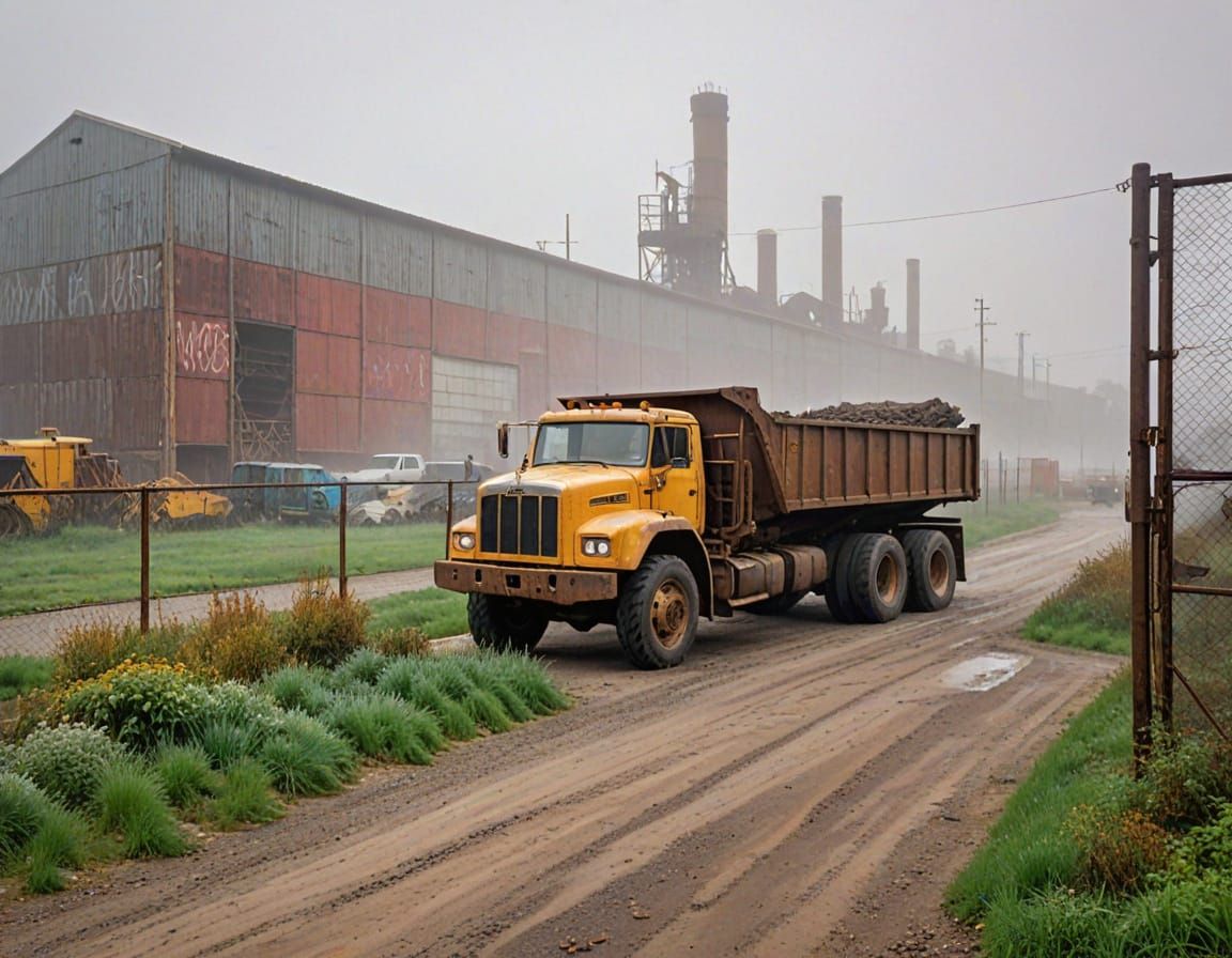 Soothing Industrial Impressionist Morning Landscape