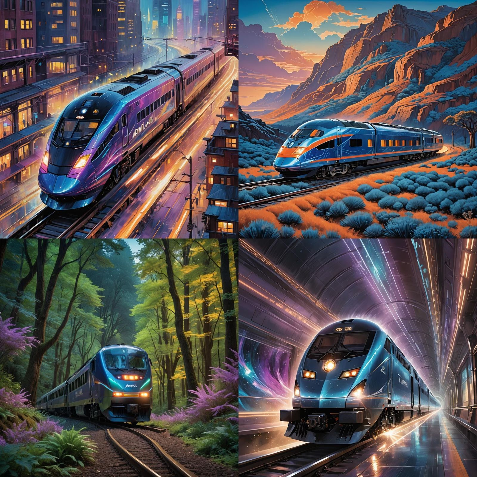 Magical Futuristic Amtrak Train in Detailed Matte Painting