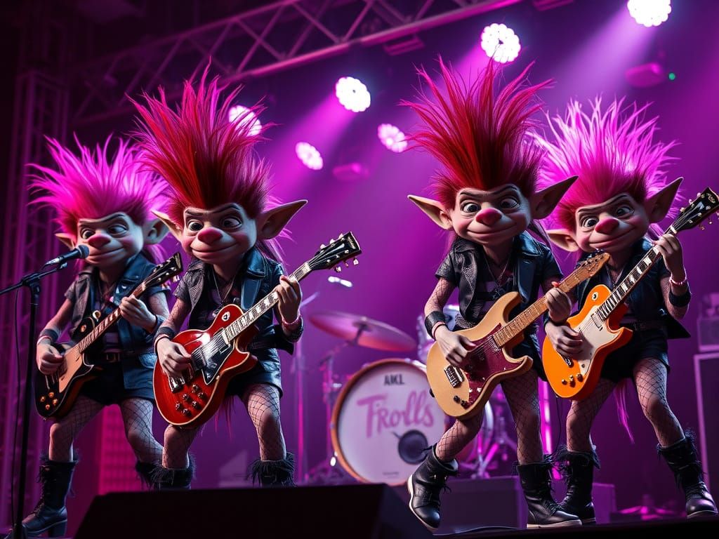 Punk Rock Trolls Perform On Stage in Cinematic Style