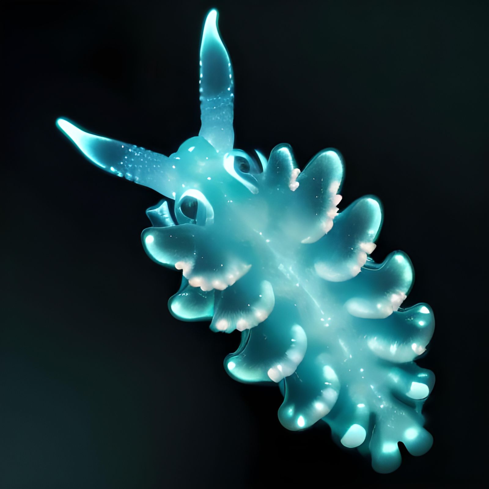 Bioluminescent Nudibranch in Hyperrealistic Digital Art