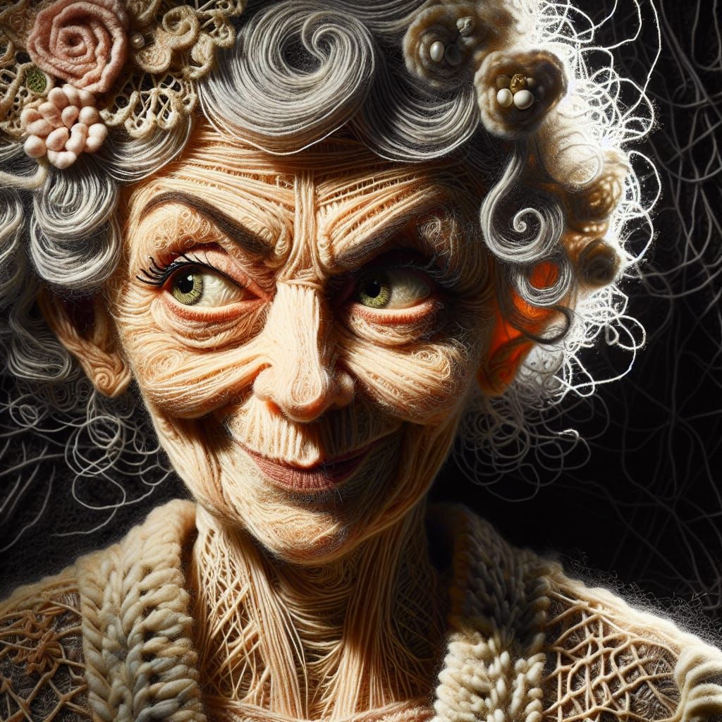 Whimsical Woman's Subtle Fury in Soft Sculpture Style