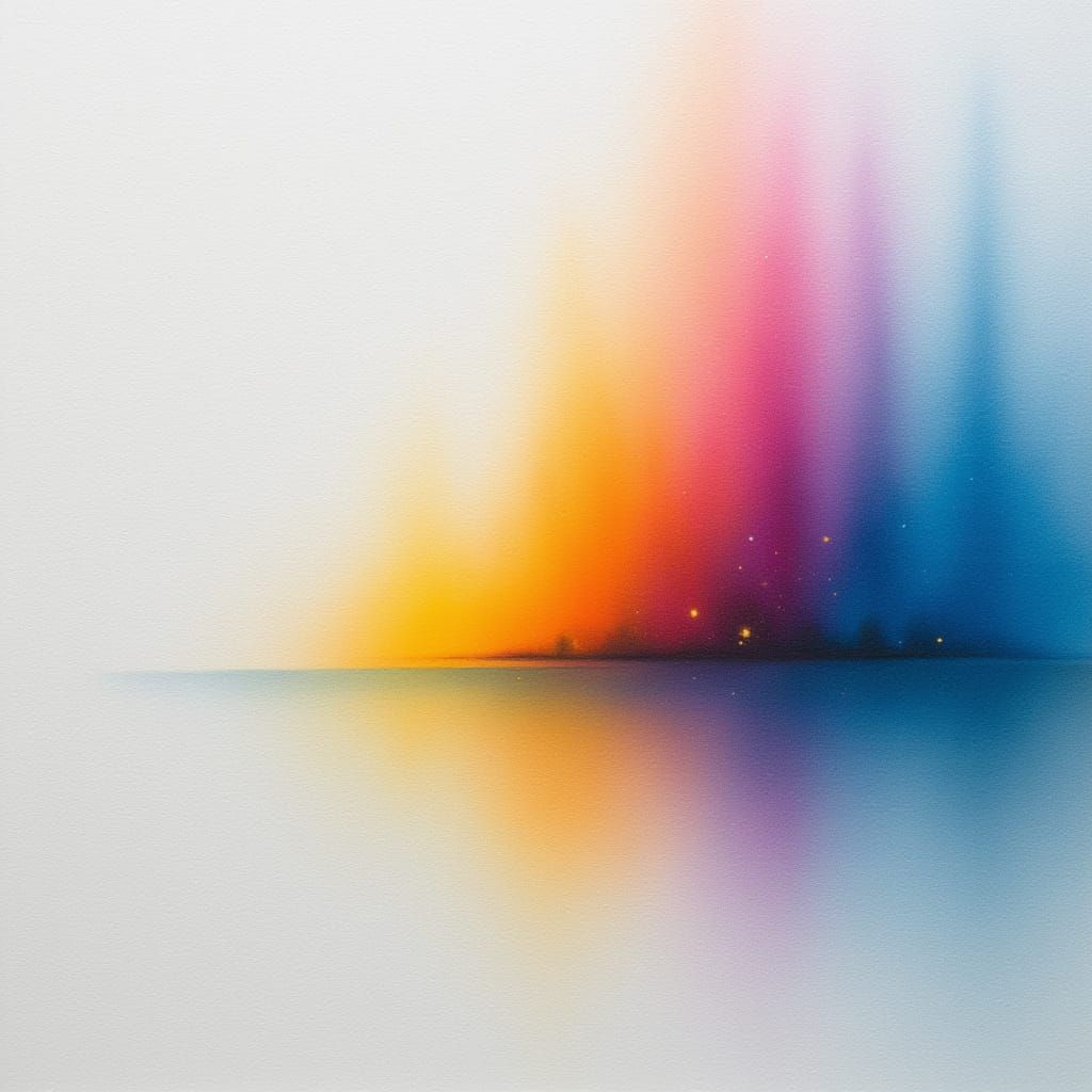 Abstract Color Fades into White Canvas in Watercolor Style