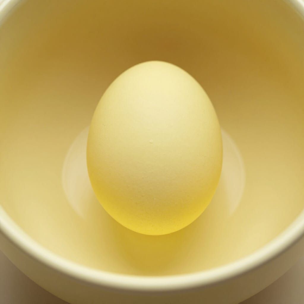 A Single Yellow Bird's Egg in a Bowl