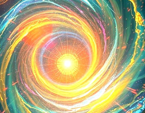Mystical Celestial Vortex in Vibrant Colorful Fantasy