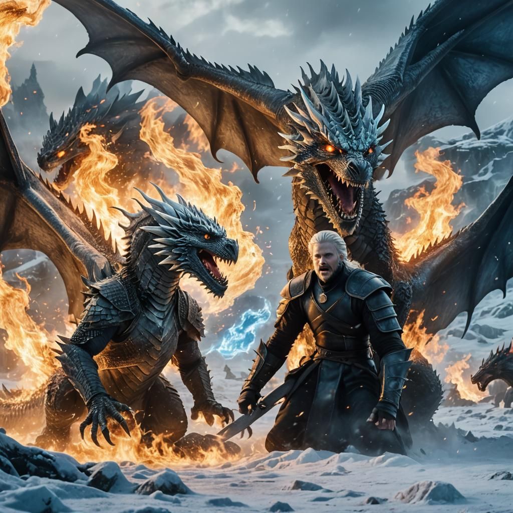 Epic Dragon Battle: Ice and Fire Clash