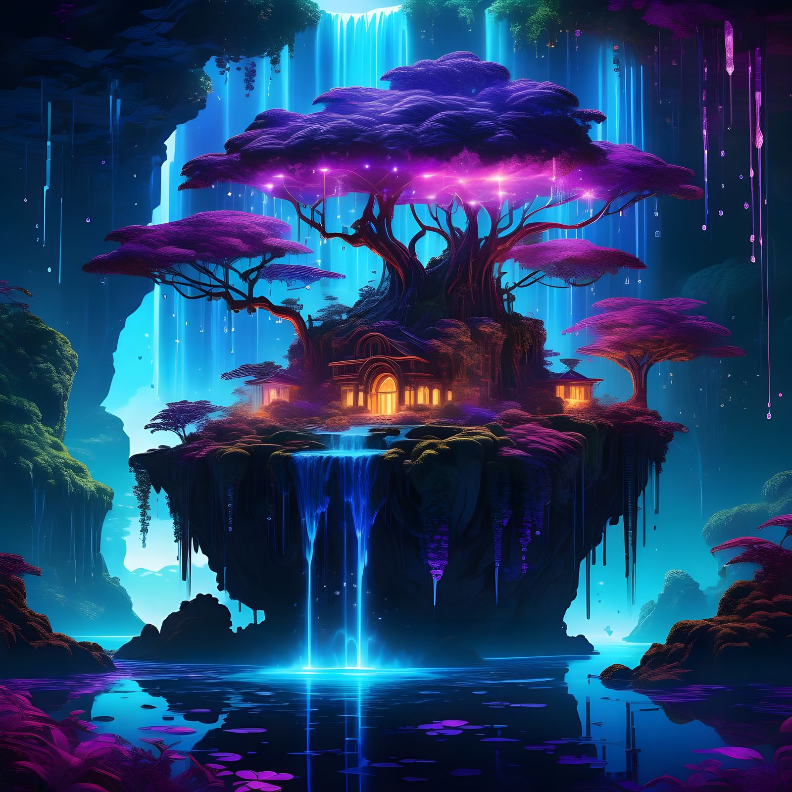 Sky Mirror Isle: Bioluminescent Floating Ecosystem