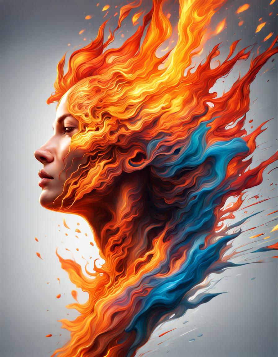 Abstract Fire Masterpiece in Hyperrealistic Style