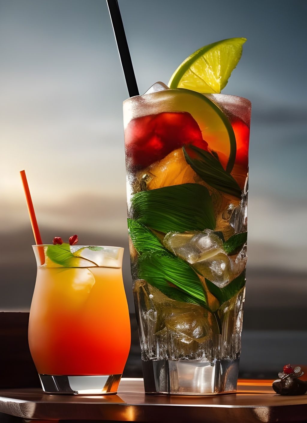 Hyperrealistic Mai Tai Cocktail in Beach Paradise