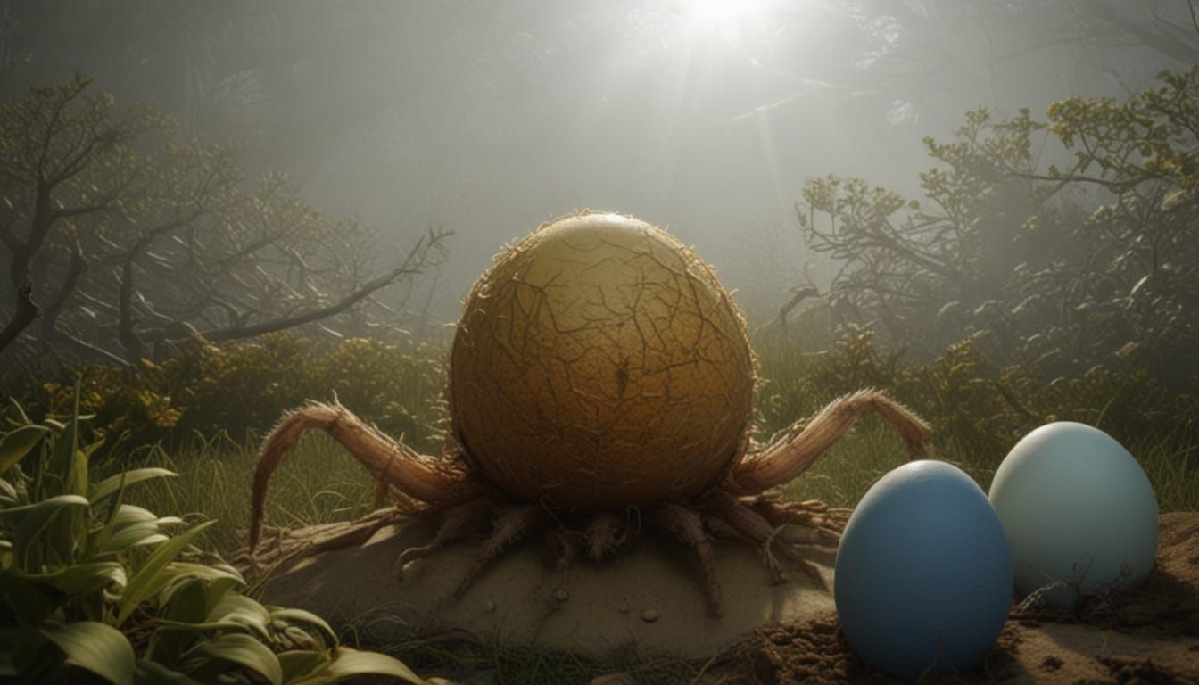 Ethereal Easter Egg in a Garden of Shadows