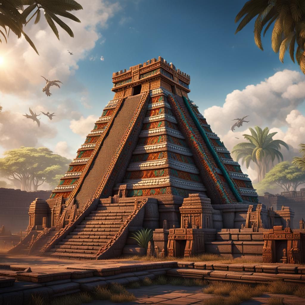 Aztec Temple in the Modern Age: Detailed Matte Painting