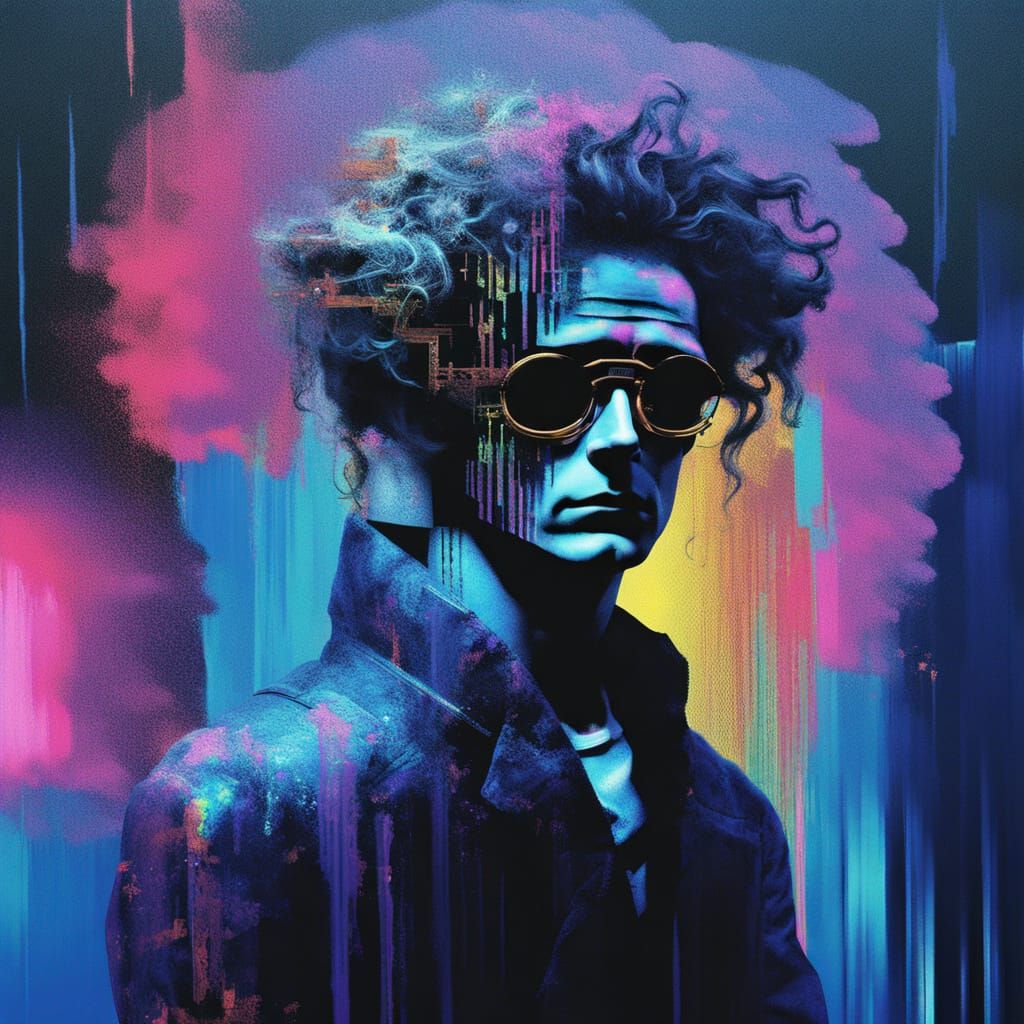 Vaporwave Man in Alternate Dimension, Glitch Art