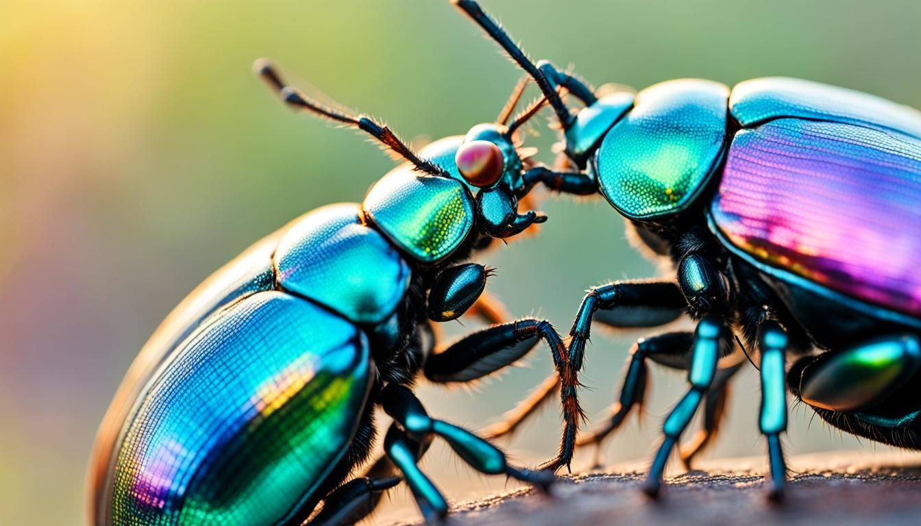 Iridescent Beetles in Extreme Close-Up