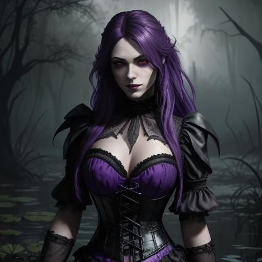 Gothic Vampire in Bayou: Dark Fantasy Concept Art