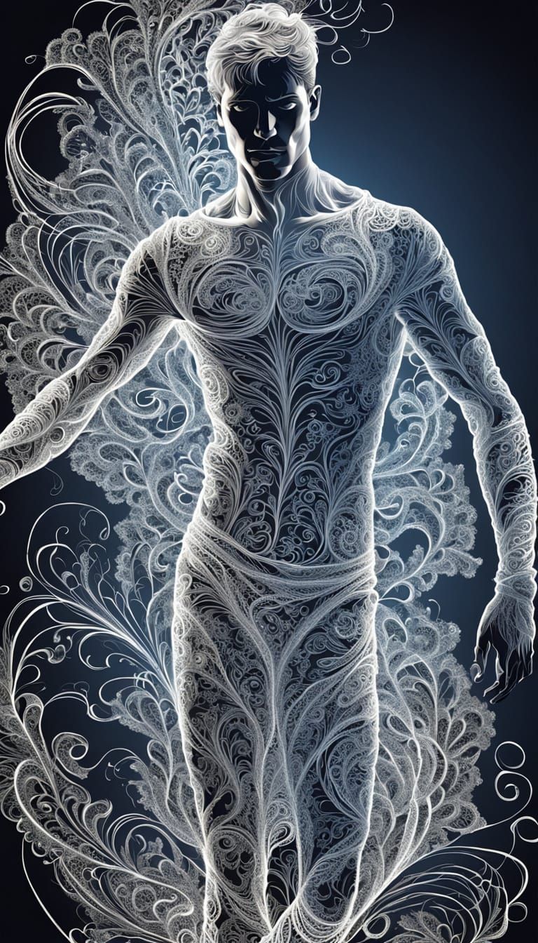 Brutal Young Man in White Threads Vector Art