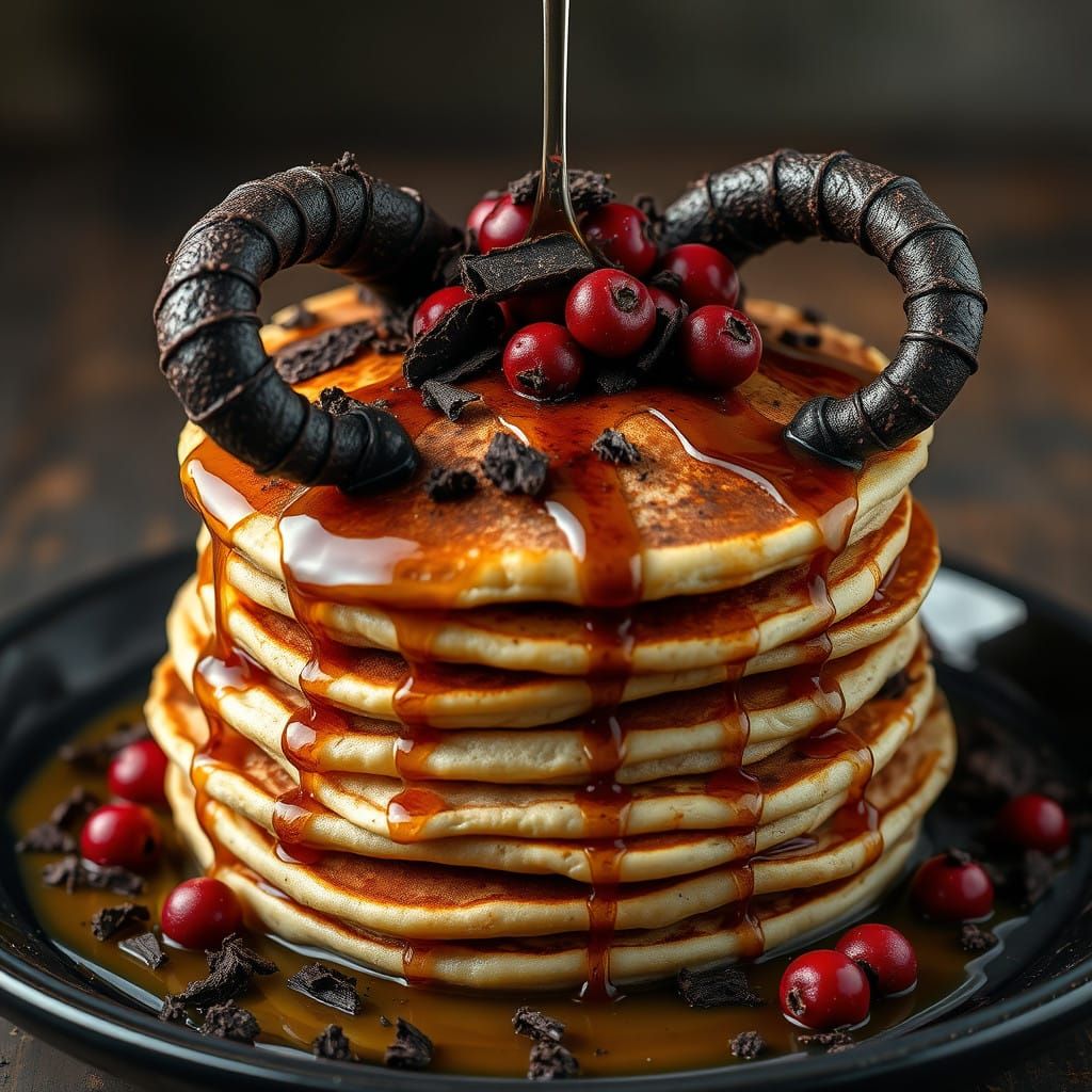 Krampus Pancakes in Gothic Whimsy Style