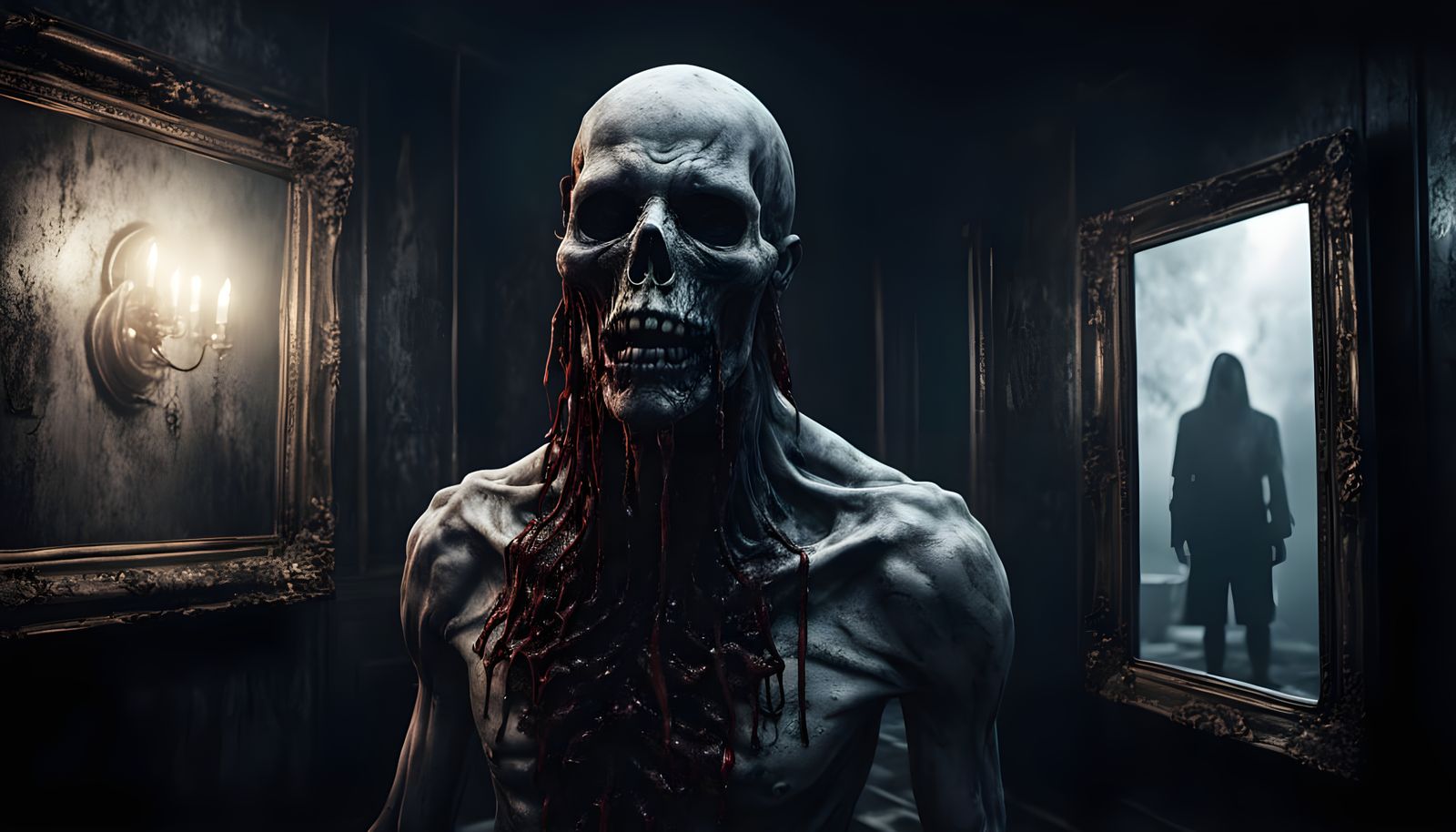 Surreal Japanese Horror Scene in Hyper-Realistic 3D