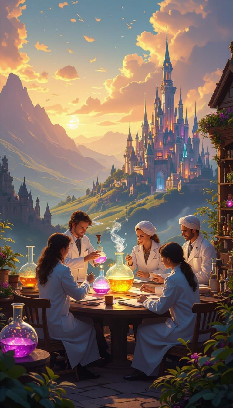 Magical Professionals in Mystical Realm Digital Matte Painti...