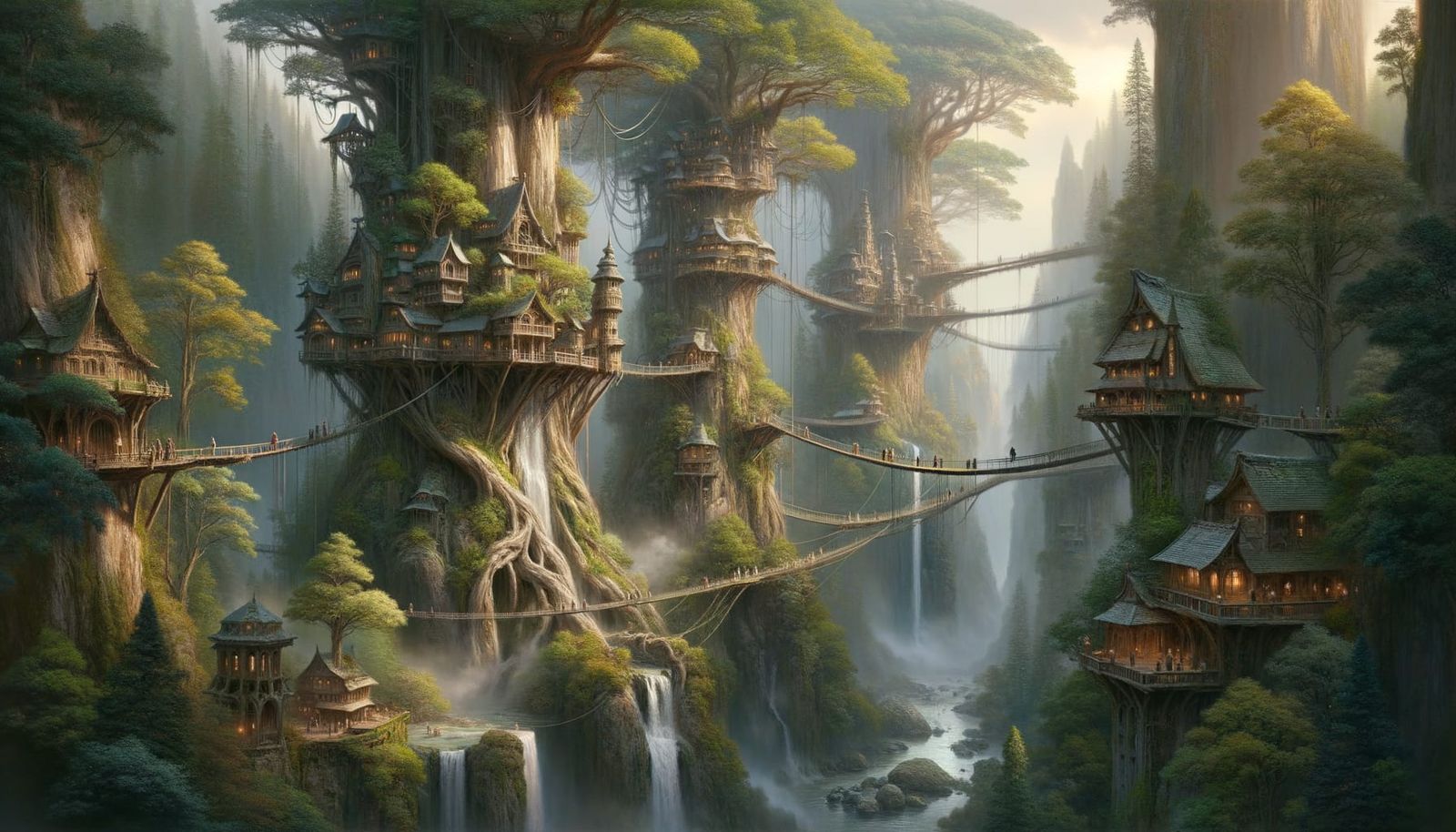High-Fantasy City Built in Giant Trees