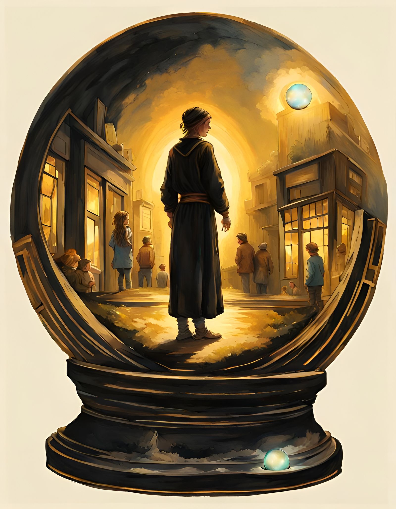 Hyperrealistic Gypsy Gazing into Crystal Ball