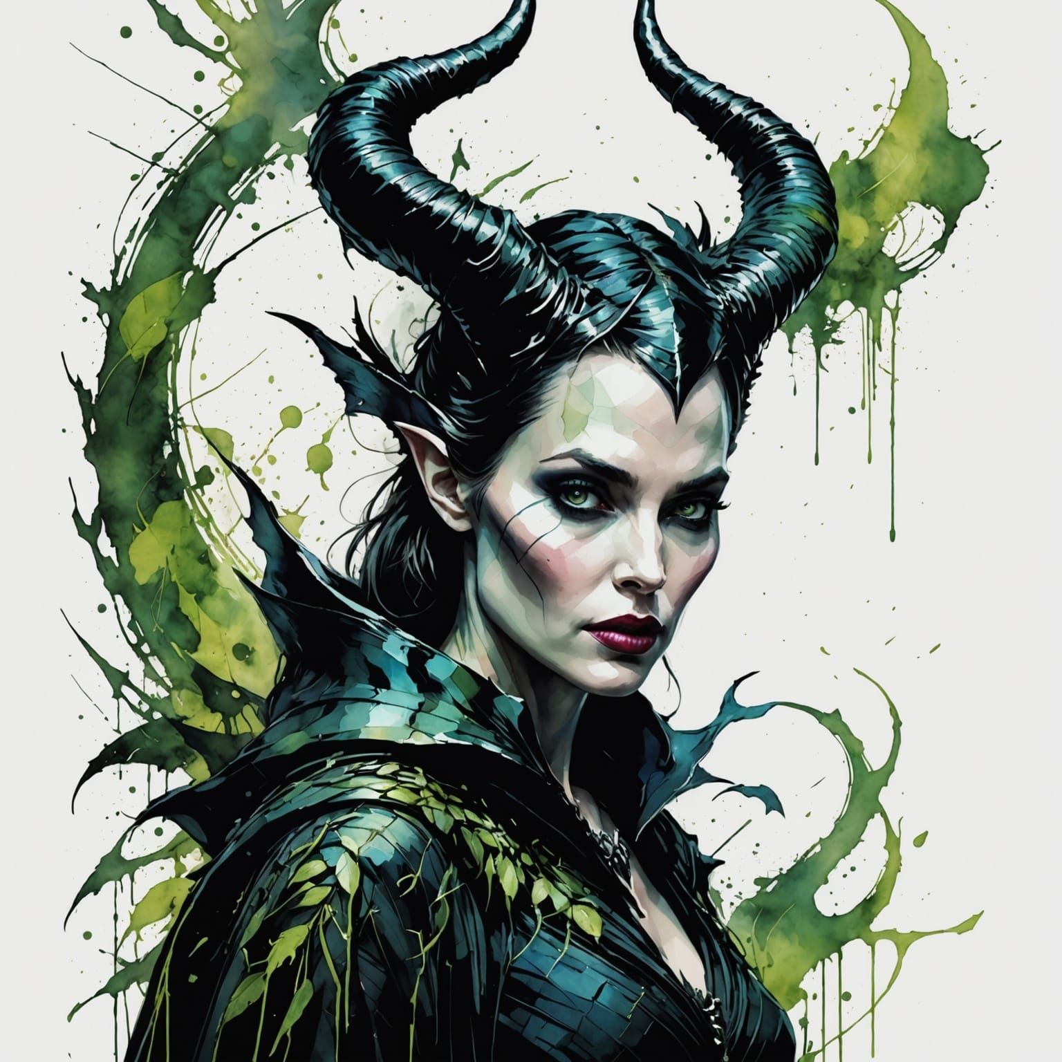 Enchantress in Whimsical Ink Art