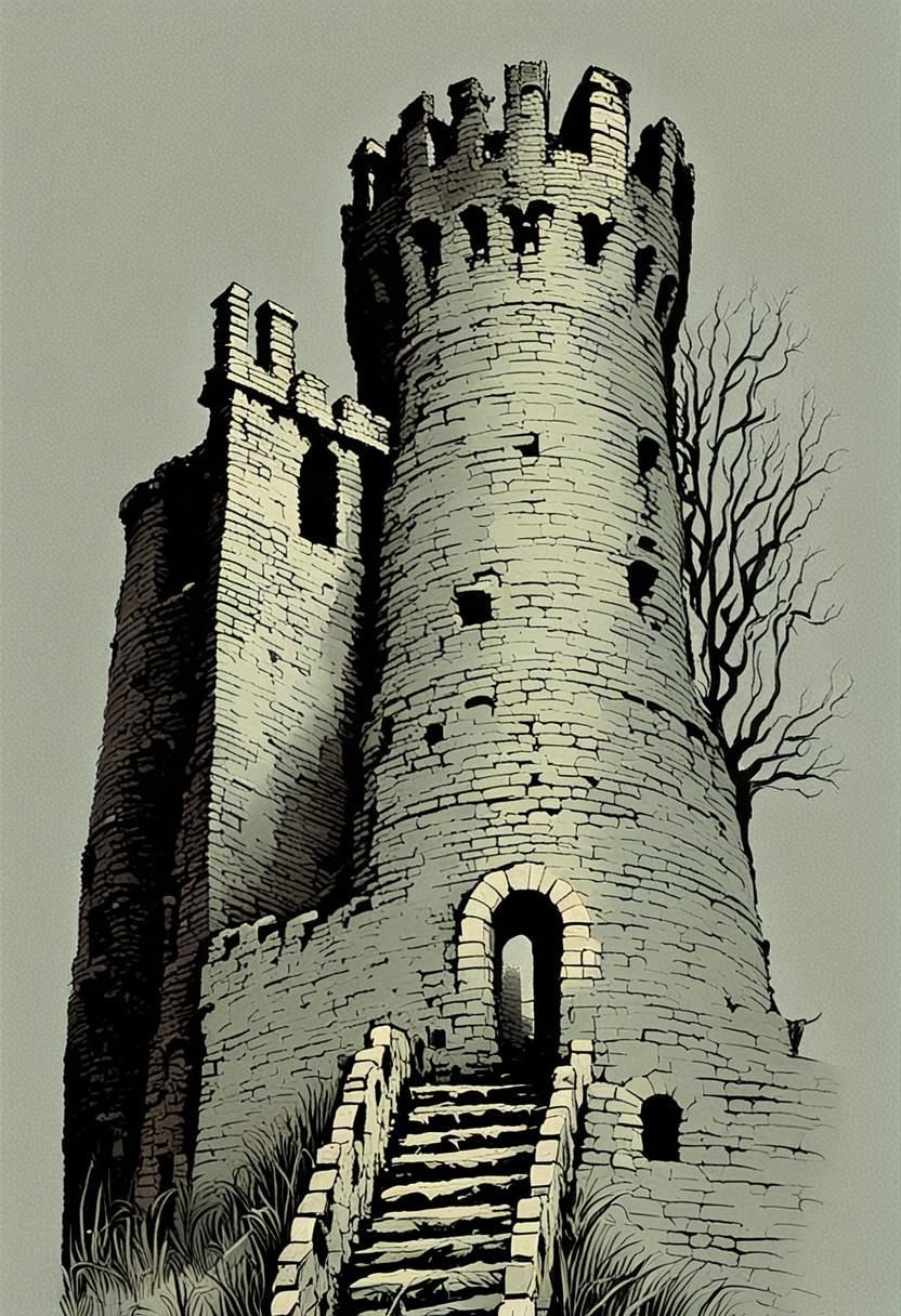 Mystical Donjon Ascent in Sci-Fi Landscape Style