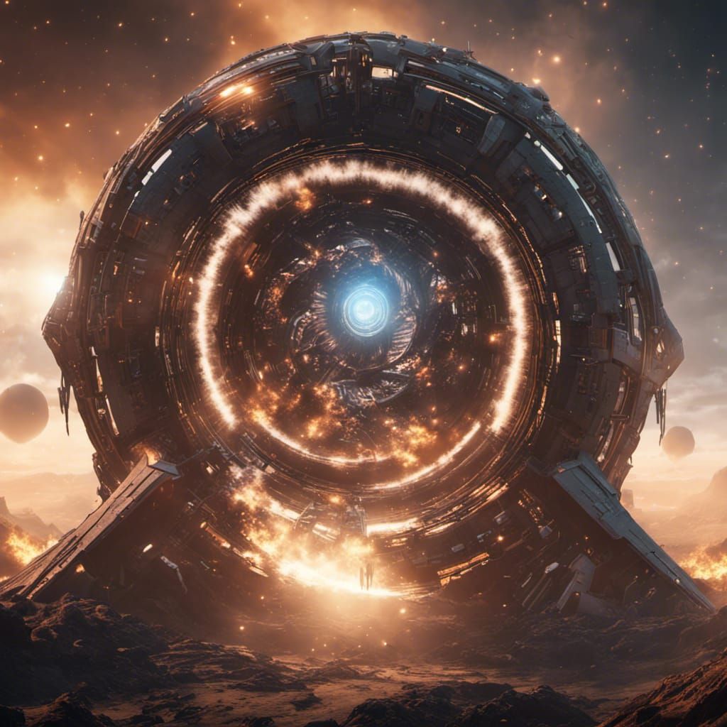 Epic Sci-Fi Starship Emerges onto Fire World