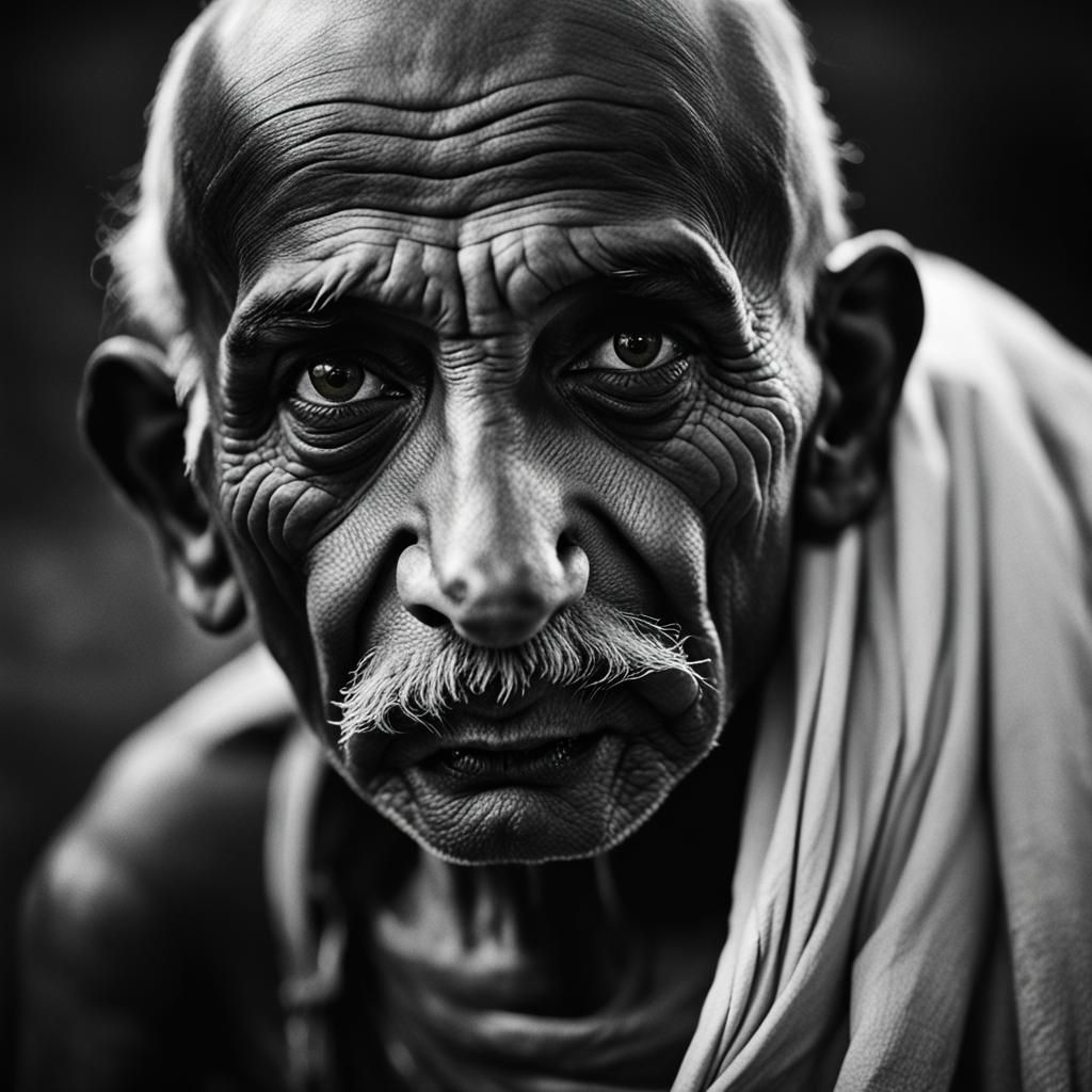 Gandhi Portrait with Cow in Ambient Light