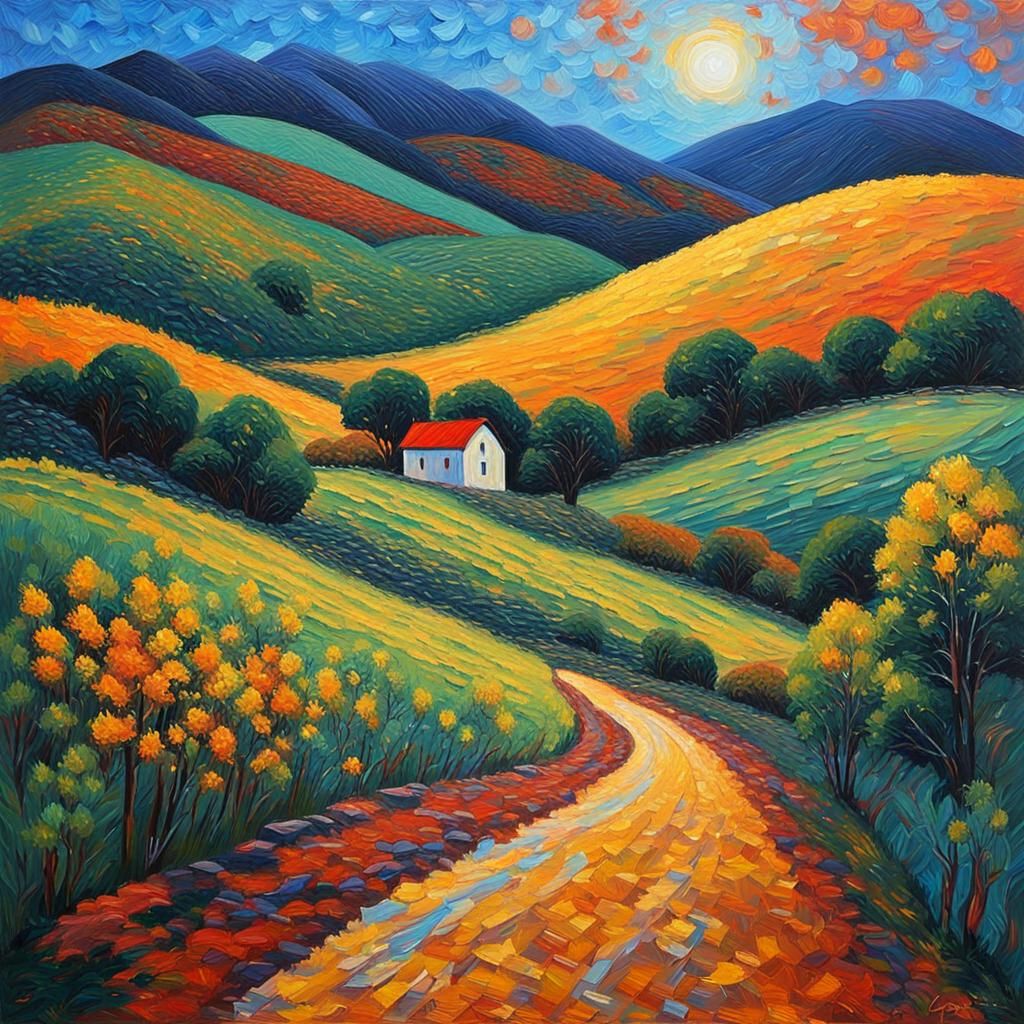 Impasto Painting: Escape to Hills at Night