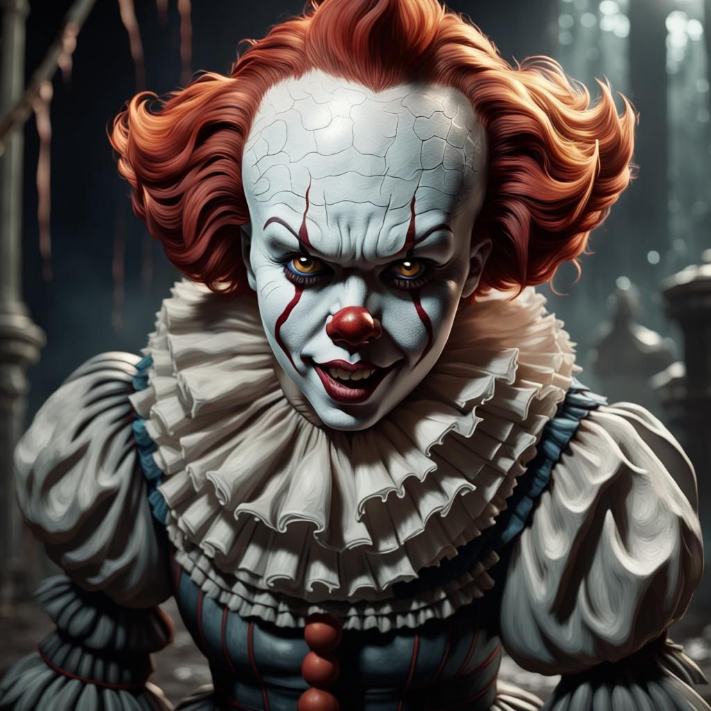 Beautiful Female Pennywise: Detailed Fantasy Art