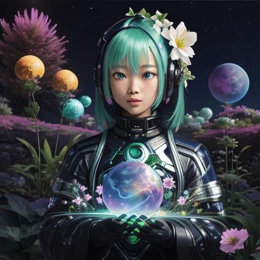 Sci-Fi Alien Zen Garden Under Cosmic Sky