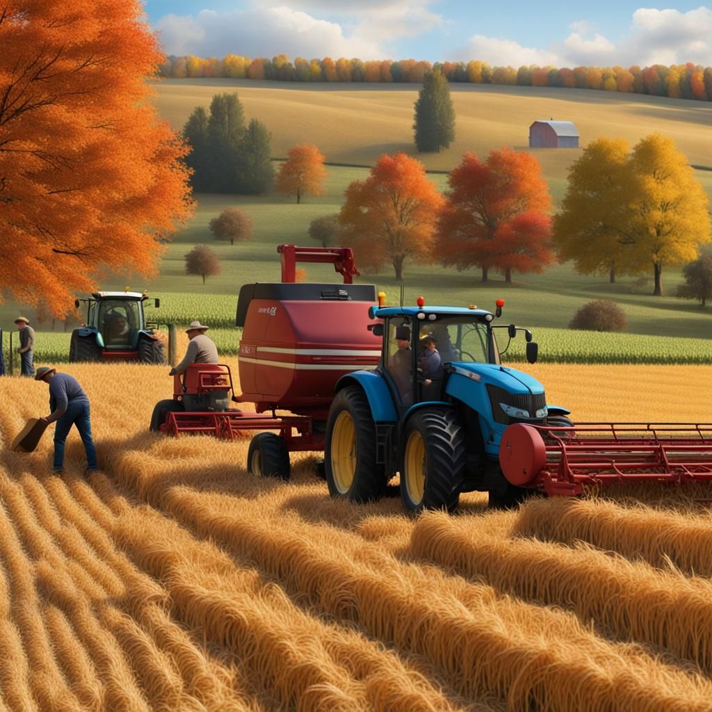 Hyperrealistic Fall Harvest Scene in 8k
