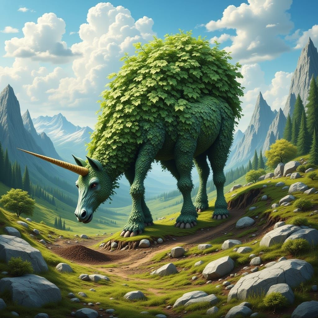 Majestic Unicorn Shapes Mountains, Cultivating Life