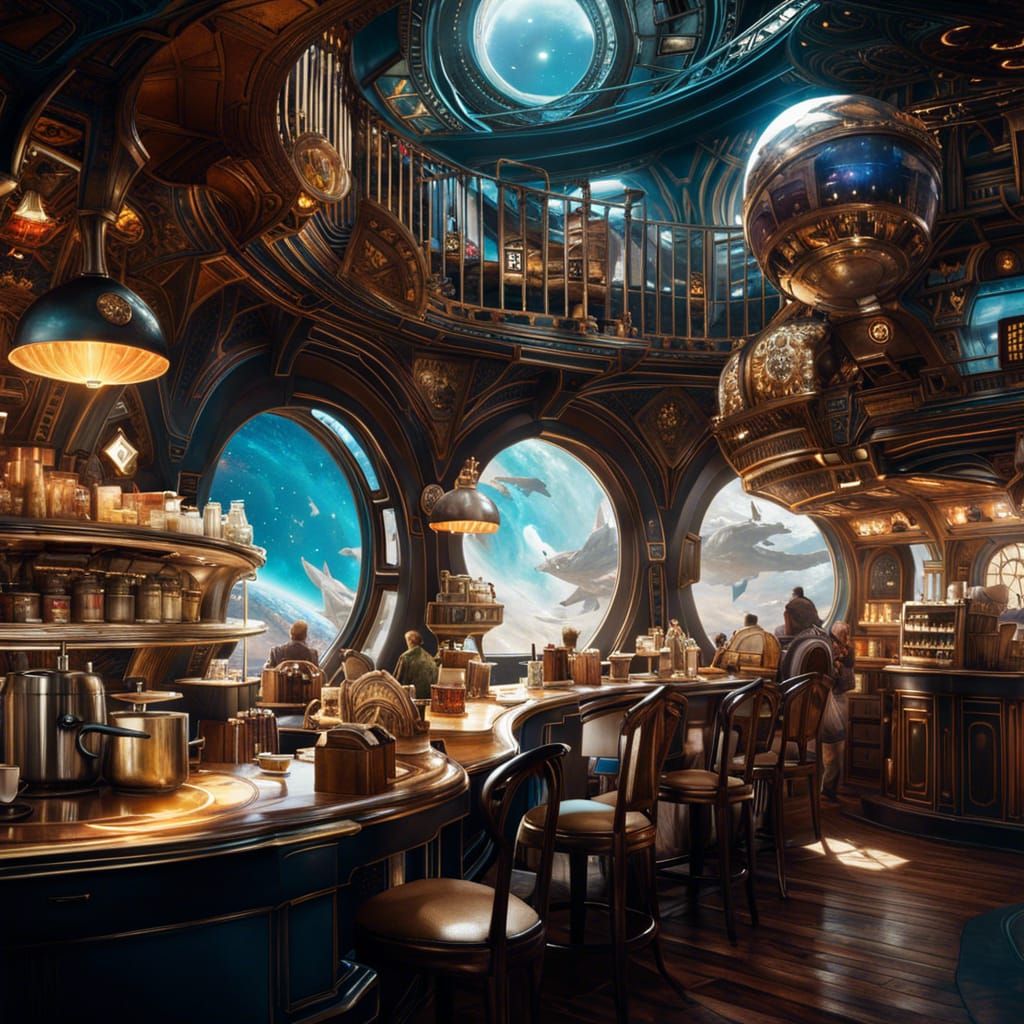Coffee Shop in Space: Fantasycore Concept Art