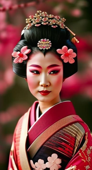 Woman in silk kimono