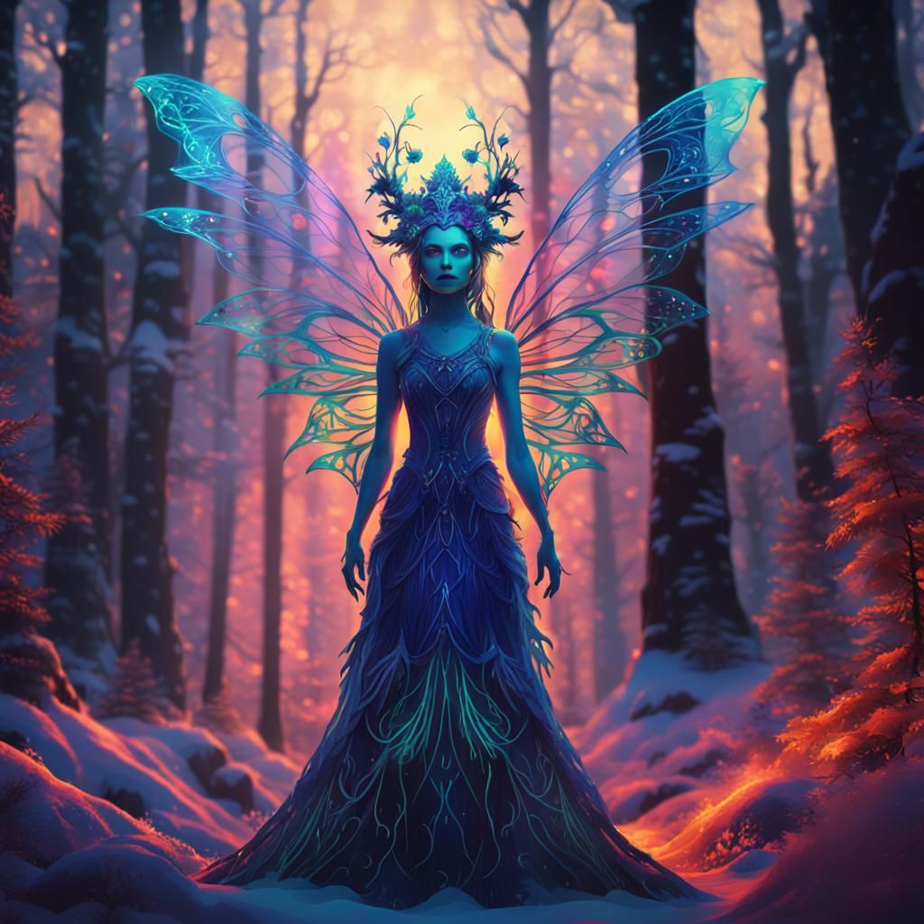 Psychedelic Winter Fairy Queen of the Forest