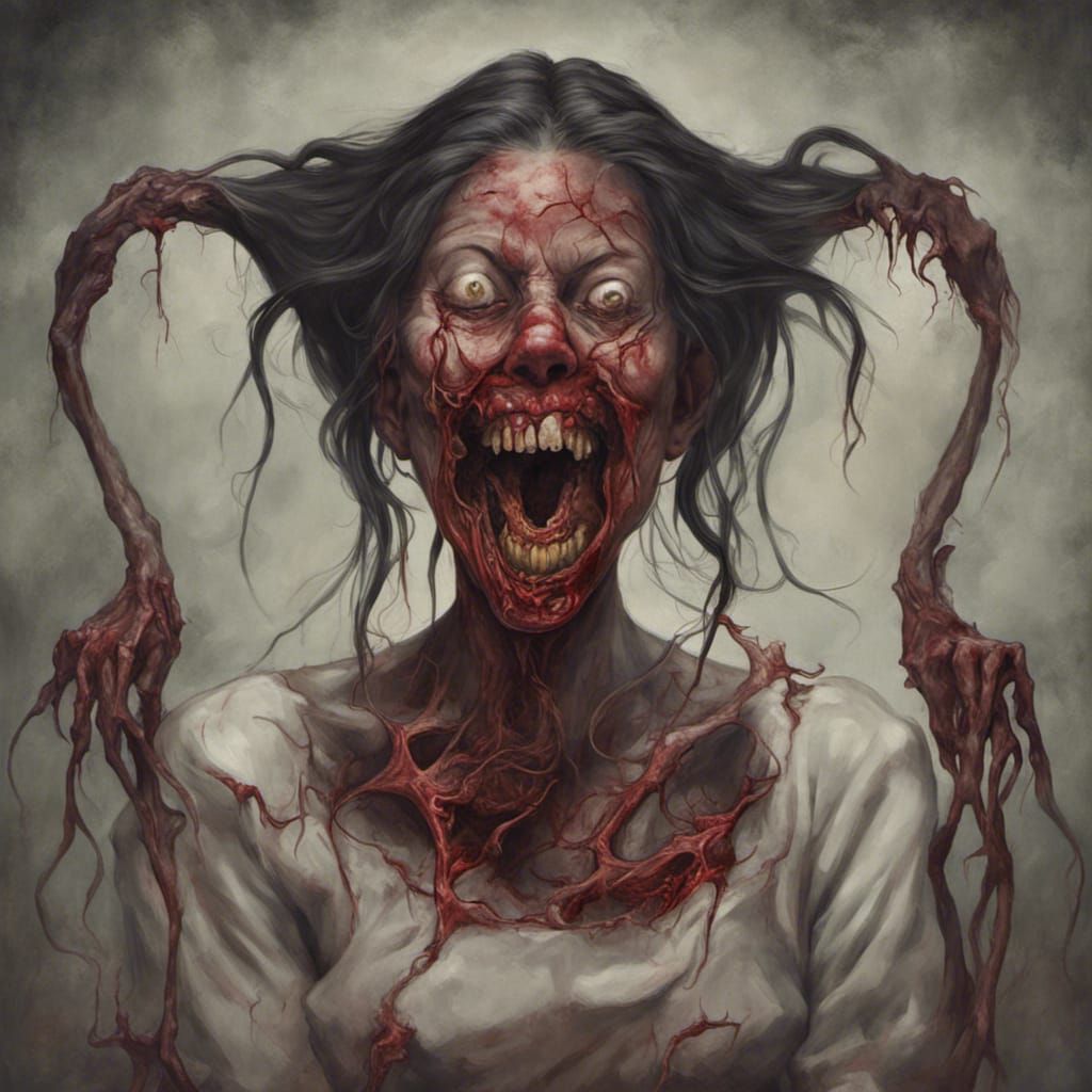 Sinister Demonic Woman Consuming Human Heart