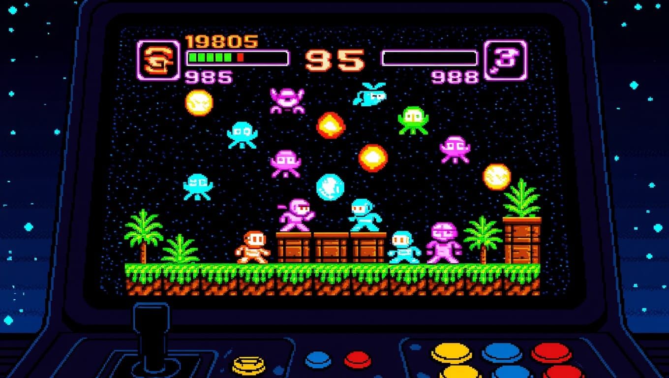 1980s Video Game Pixelated Sprite Screenshot