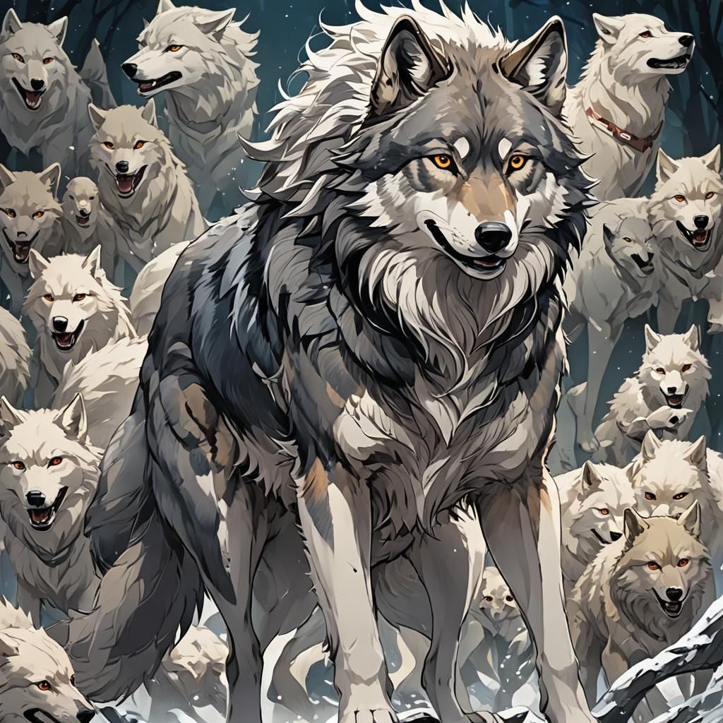 Anime Style Wolf Illustration