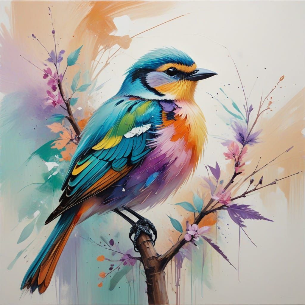 Vibrant Abstract Bird in Pastel Colors
