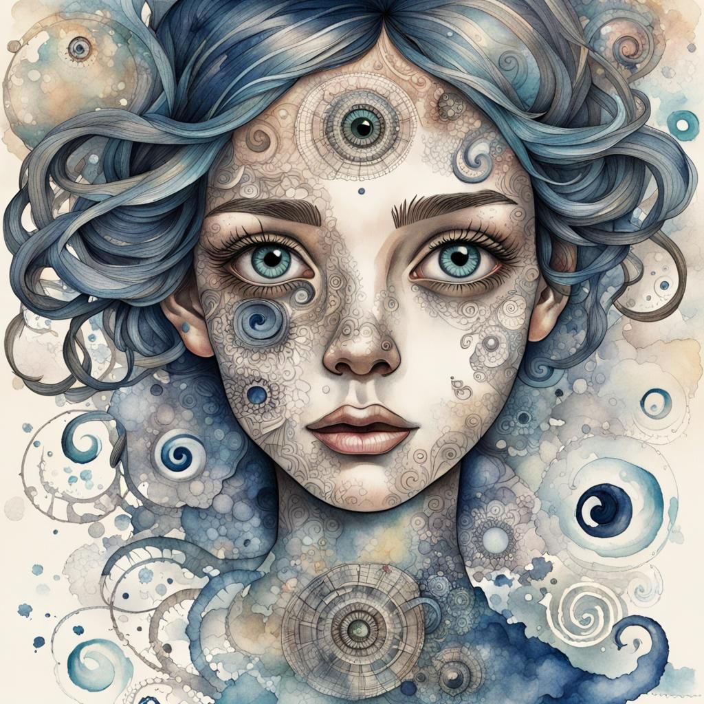 Lacy Filigree Eye in Whirlwind, Vector Art