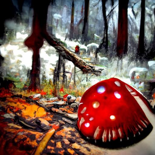 Red Fly Agaric Mushroom in Forest Landscape