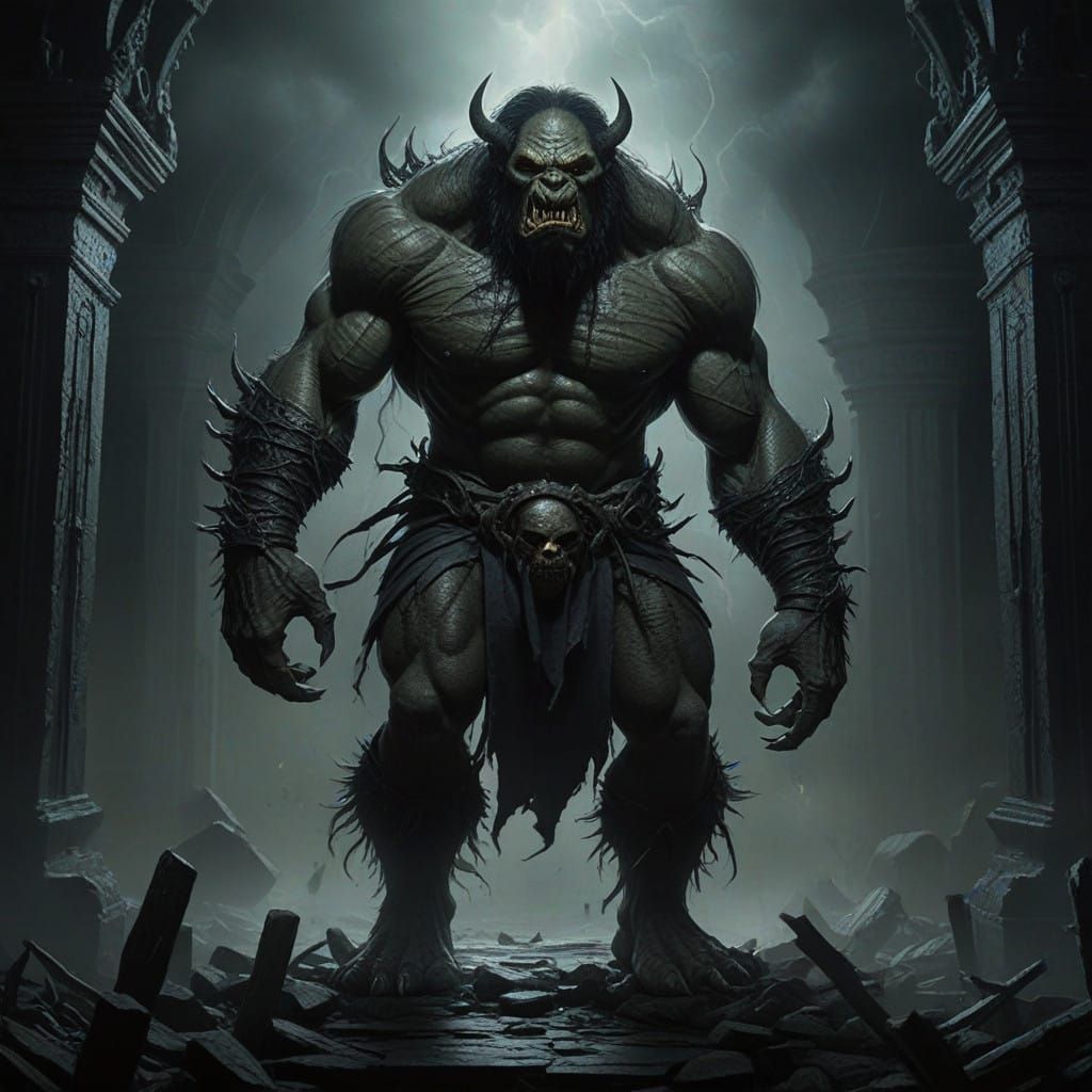 Fearsome Orc Hybrid Unleashes Lightning Fury