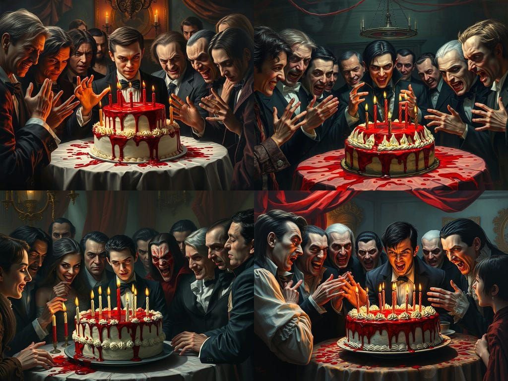 Vampire Birthday Bash: Ironic Horror Painting