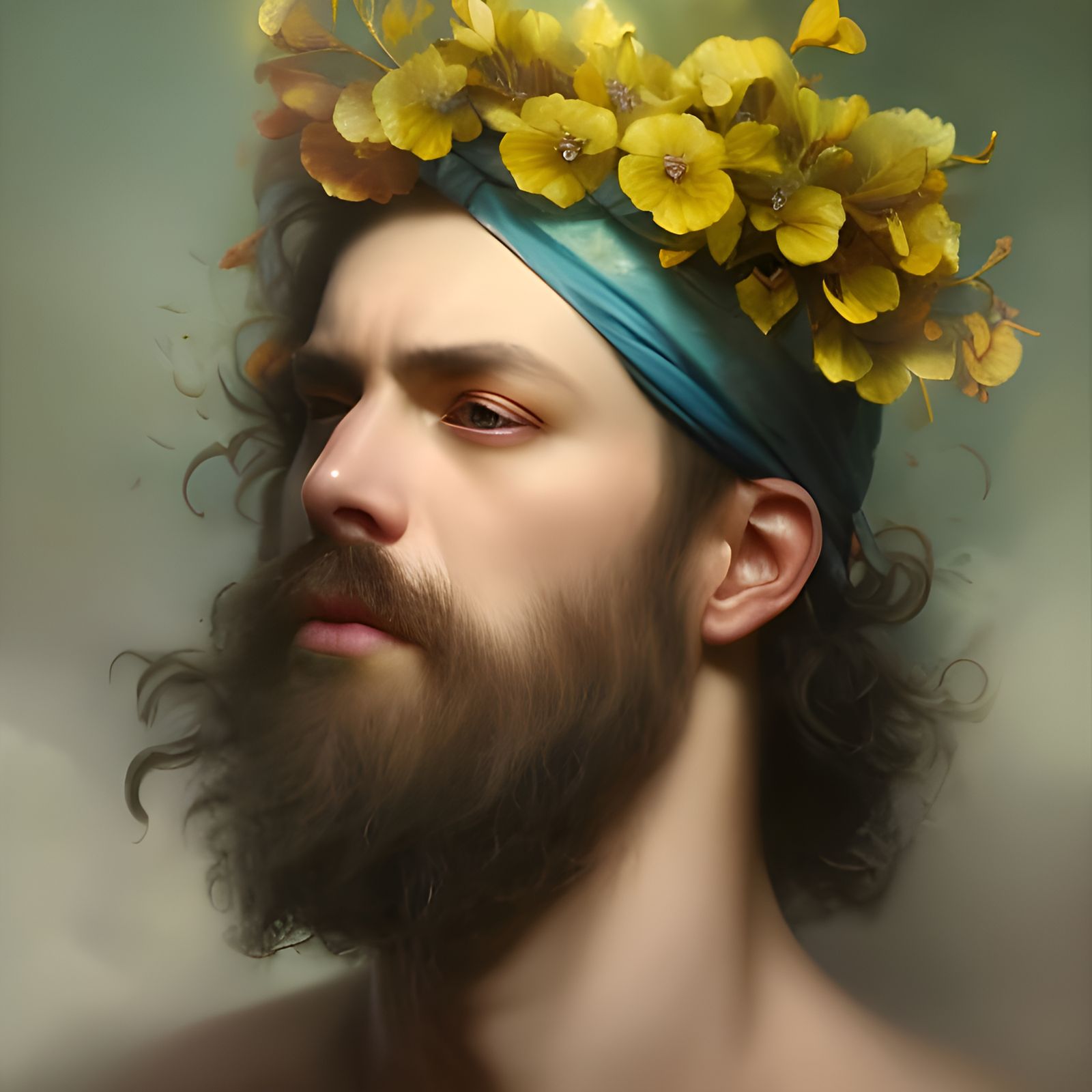 Intricate Portrait of a Handsome Nature God