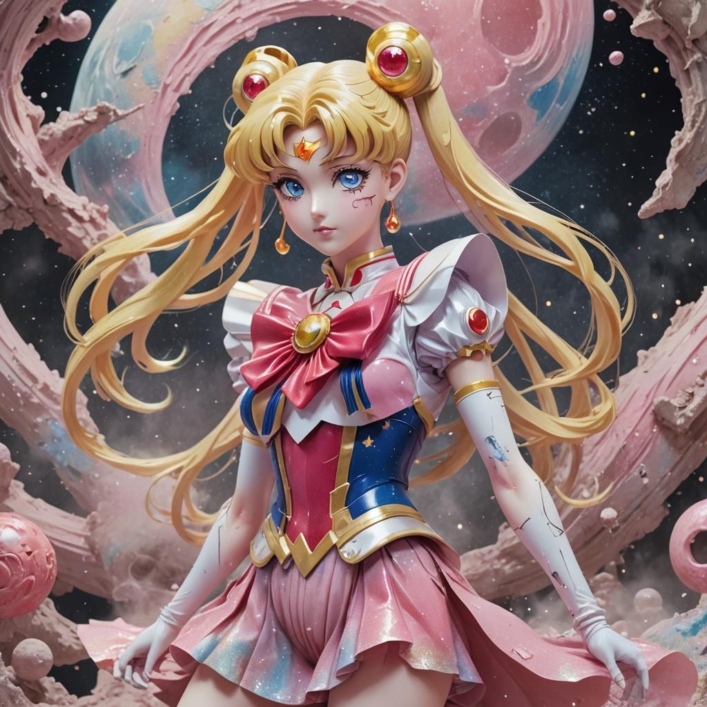 Sailor Moon in Surreal, Ethereal Dreamscape