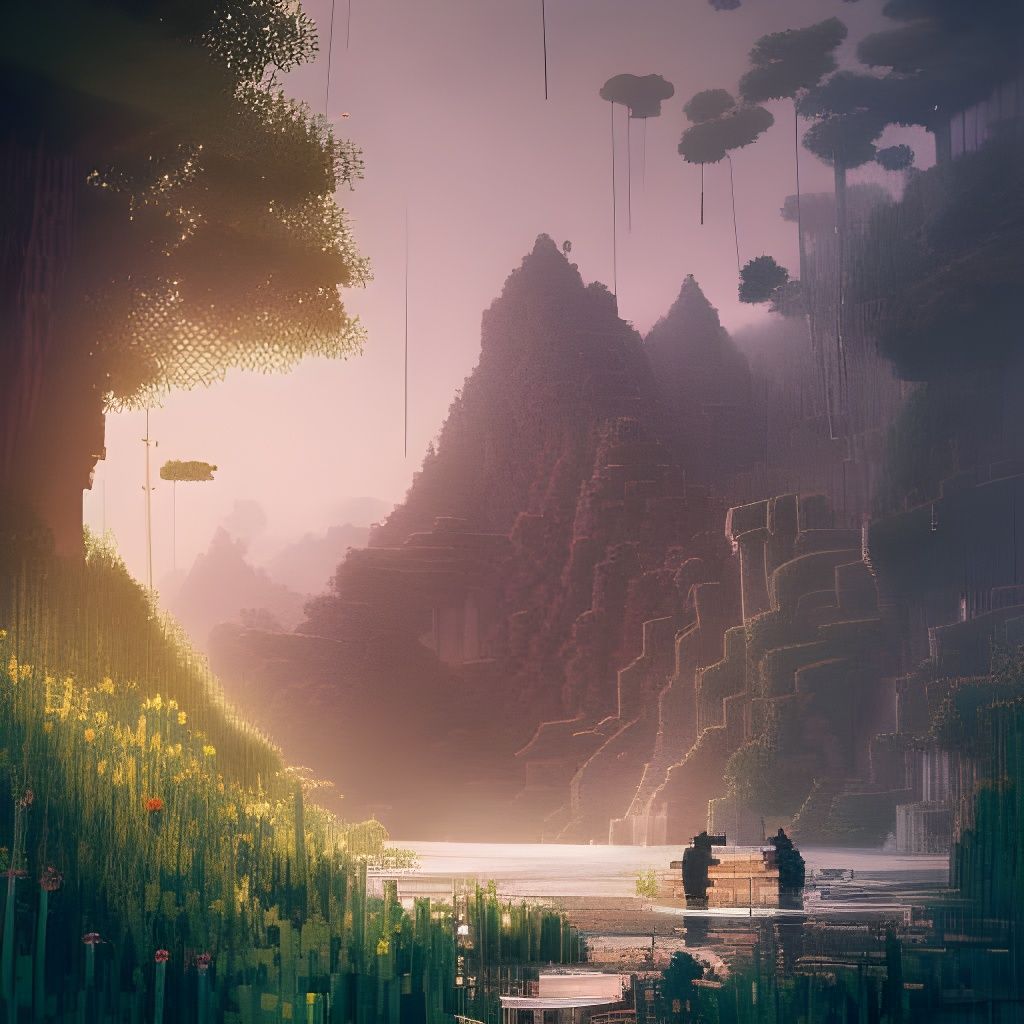 Hyperdetailed Minecraft Landscape in Cinematic Style