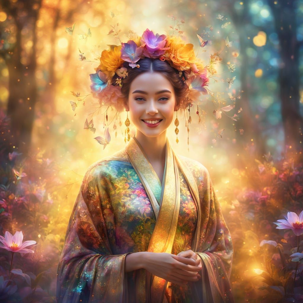 Flower Goddess Portrait in Ethereal Digital Art