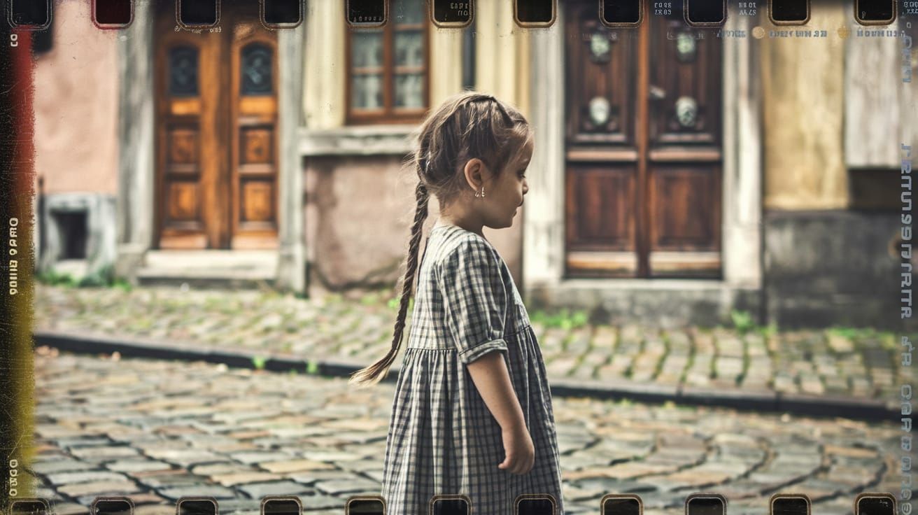 Girl with Braid in European Film Still